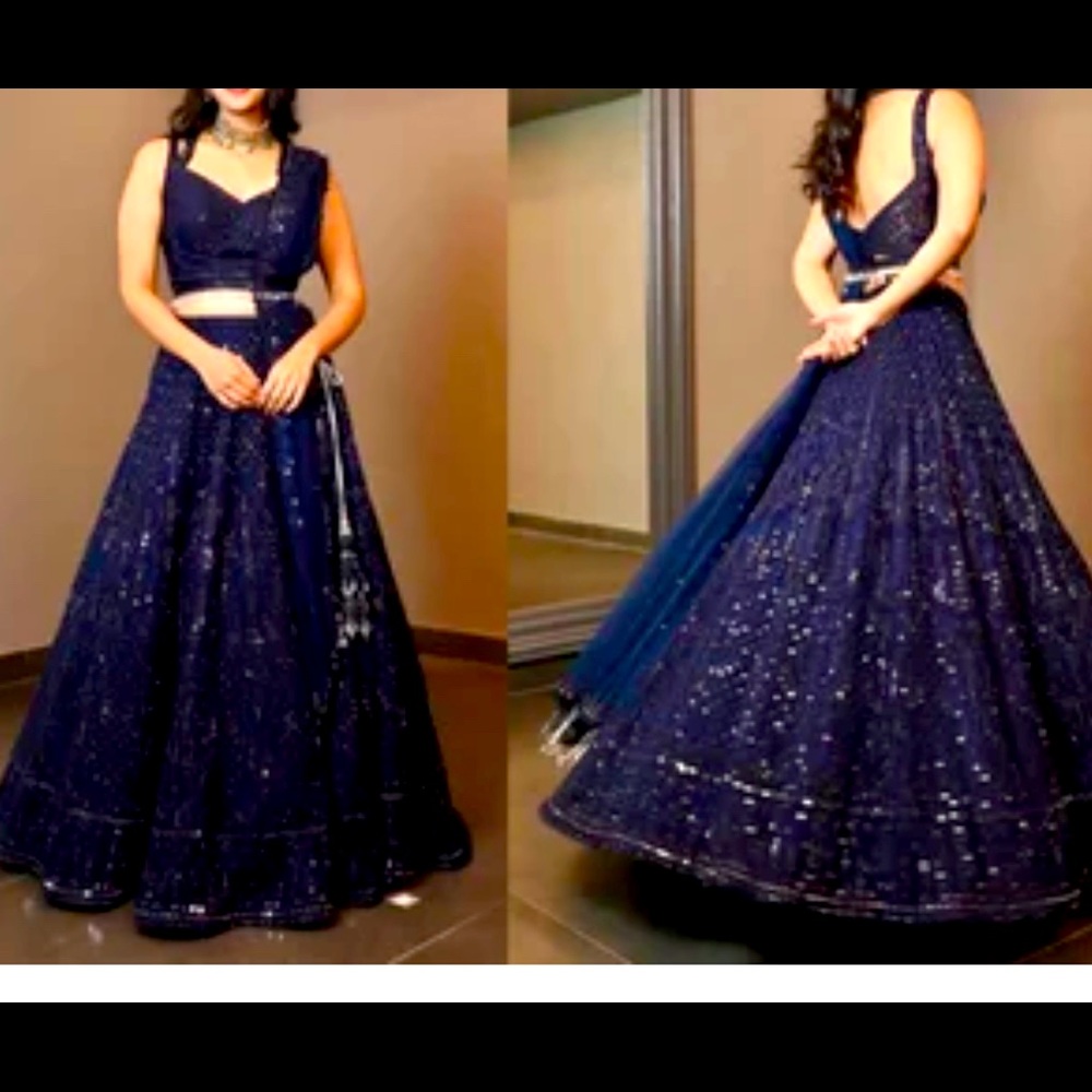 Two-Piece Dress Navy - Black Tie, Prom,etc. It is a traditional Lehenga Choli